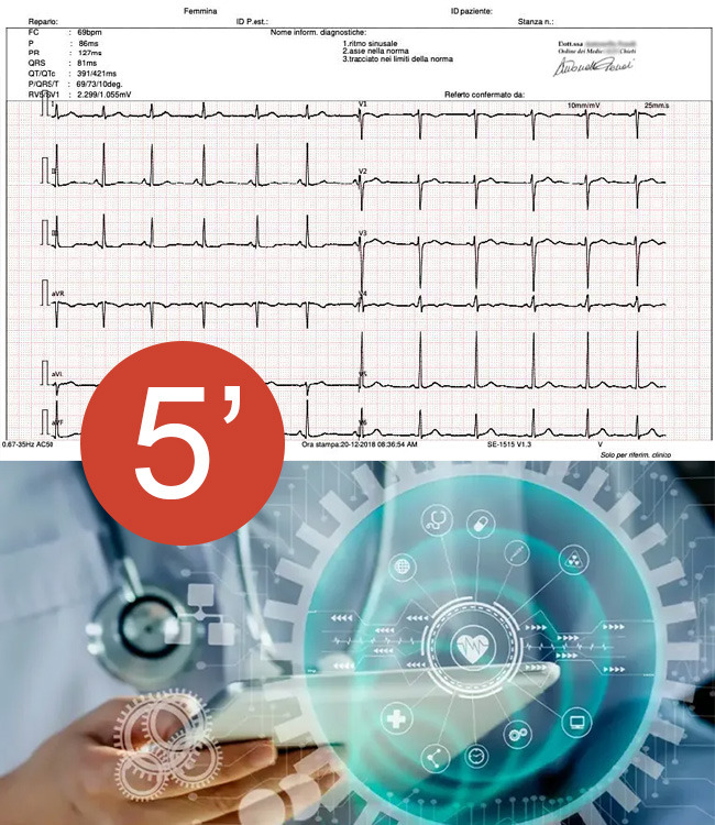 Elettrocardiogramma Istantaneo 3-5' con Referto da Medico Specialista